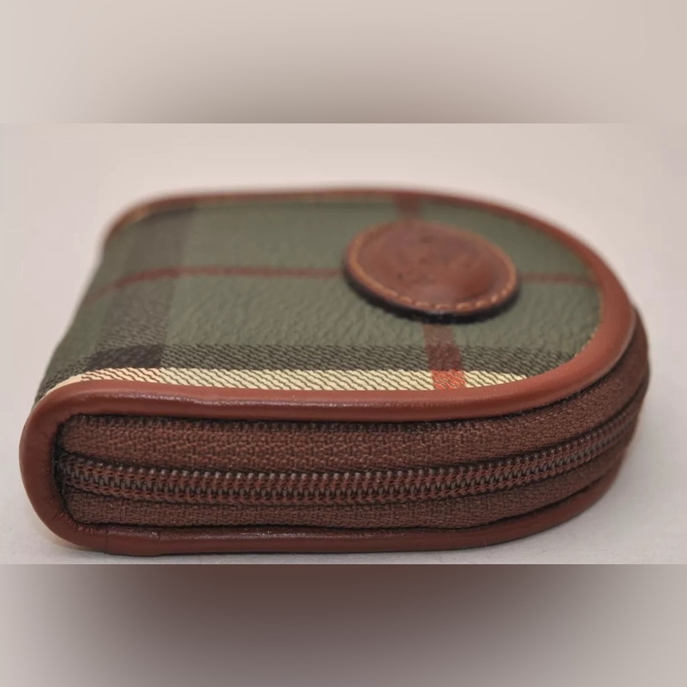 Burberrys Vintage Check Coin Purse Case PVC Leather Green -EUC - Picture 5 of 11